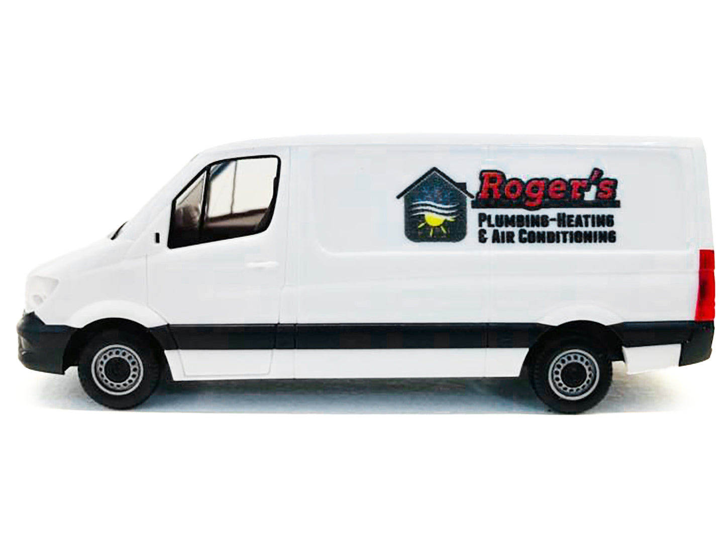 Mercedes-Benz Sprinter Van White "Roger's Plumbing-Heating & Air Conditioning" 1/87 (HO) Plastic Model Car by Promotex