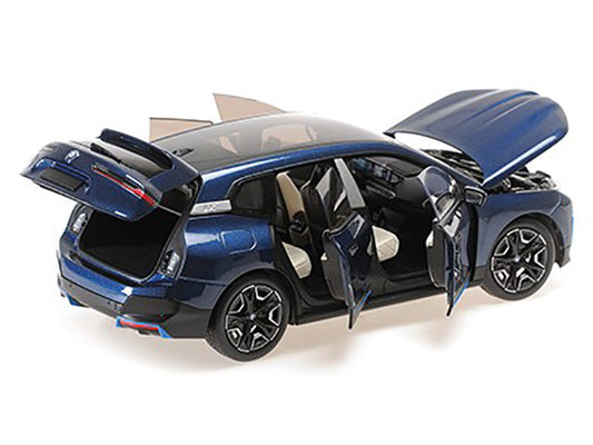 BMW iX Blue Metallic 1/18 Diecast Model Car by Minichamps