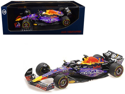 Red Bull Racing RB19 #1 Max Verstappen "Oracle" Winner F1 Formula One "Las Vegas GP" (2023) with Driver Limited Edition to 390 pieces Worldwide 1/18 Diecast Model Car by Minichamps