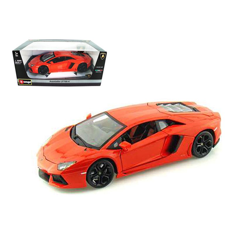 2012 Lamborghini Aventador LP700-4 Orange 1/18 Diecast Model Car by Bburago