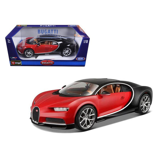 2016 Bugatti Chiron Red with Black 1/18 Diecast Model Car by Bburago