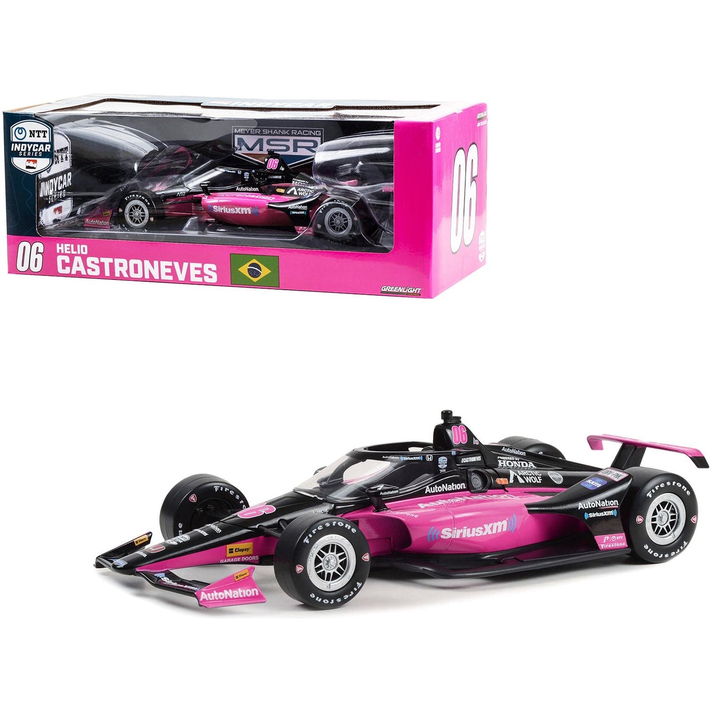 Dallara IndyCar #06 Helio Castroneves "AutoNation - SiriusXM" Meyer Shank Racing "NTT IndyCar Series" (2023) 1/18 Diecast Model Car by Greenlight