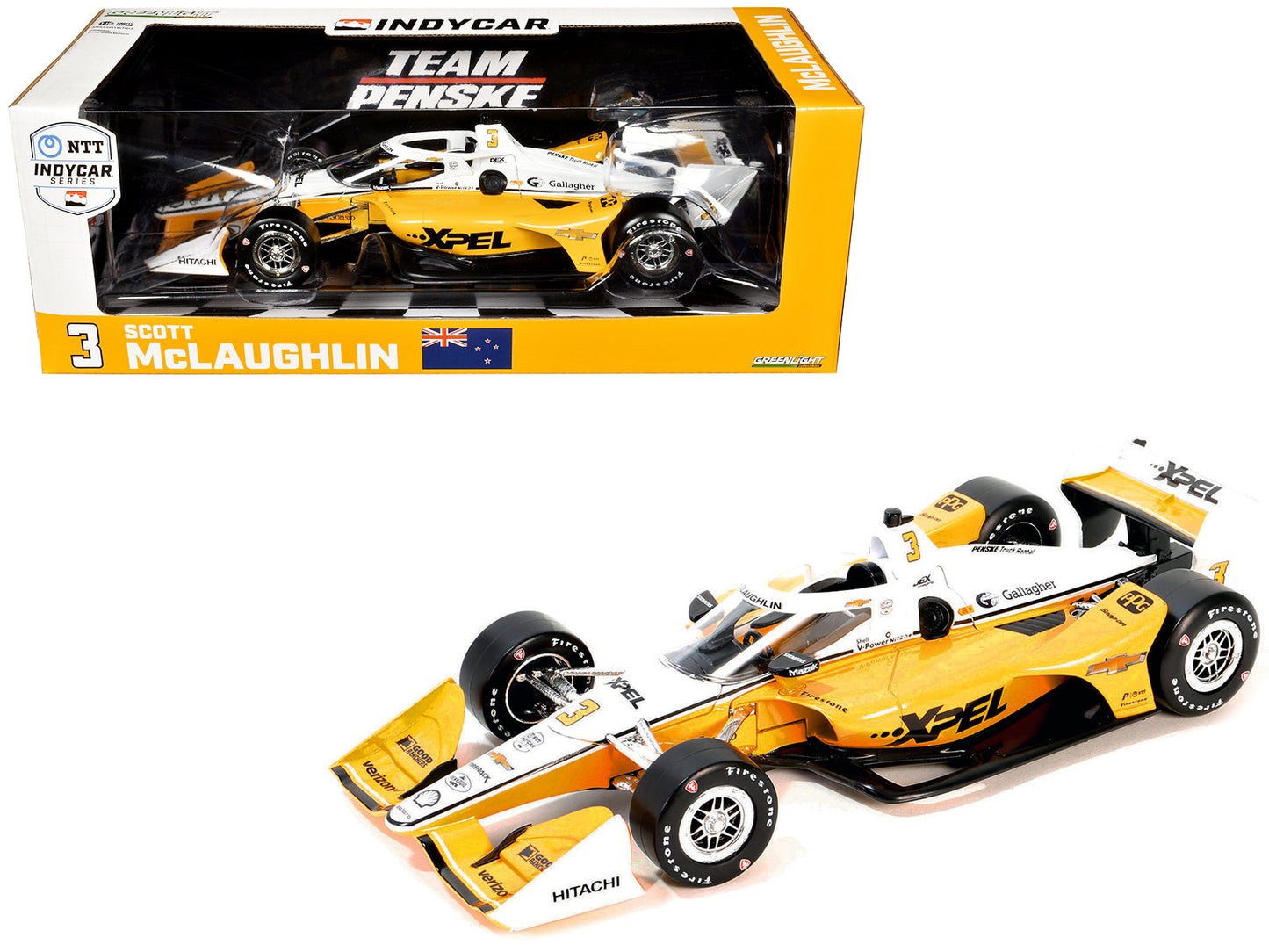 Dallara IndyCar #3 Scott McLaughlin "XPEL" Team Penske (Road Course Configuration) "NTT IndyCar Series" (2024) 1/18 Diecast Model Car by Greenlight