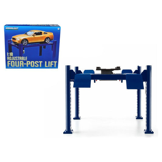 Adjustable Four Post Lift Blue for 1/18 Scale Diecast Model Cars by Greenlight