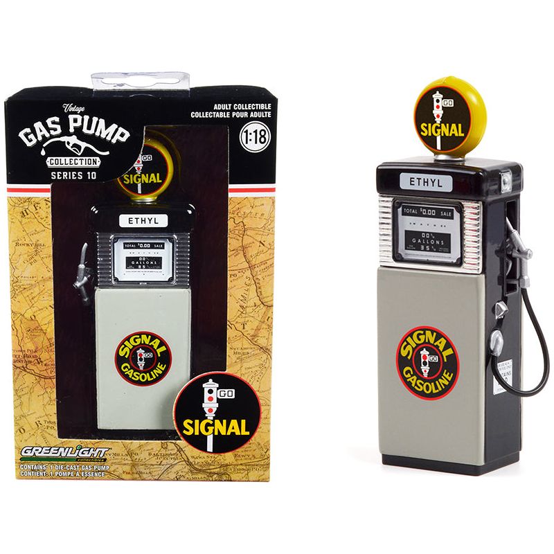 1951 Wayne 505 Gas Pump "Signal Gasoline" Black and Gray "Vintage Gas Pumps" Series 10 1/18 Diecast Model by Greenlight