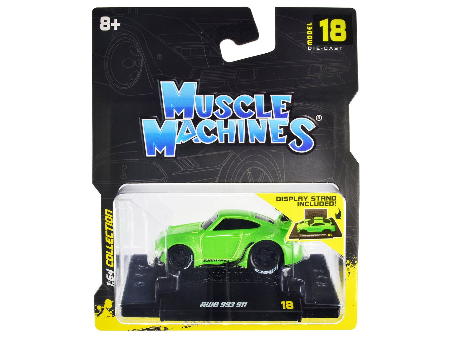 RWB 911 993 Bright Green "RAUH-Welt BEGRIFF" 1/64 Diecast Model Car by Muscle Machines