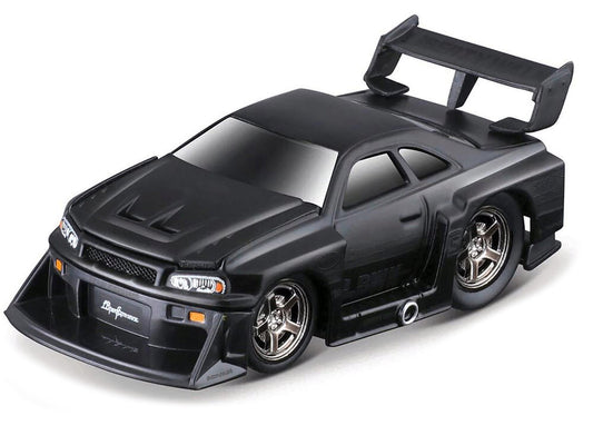 1999 Nissan Skyline GT-R (R34) #5 "Liberty Walk" Matt Black 1/64 Diecast Model Car by Muscle Machines