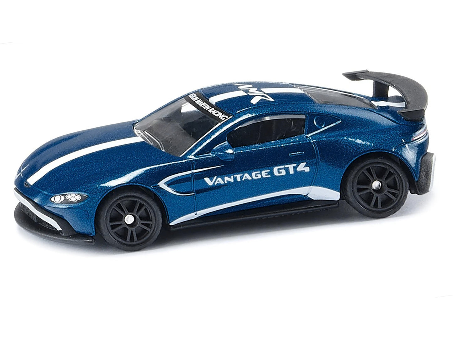 Aston Martin Vantage GT4 Blue Metallic with White Stripes Diecast Model Car by Siku