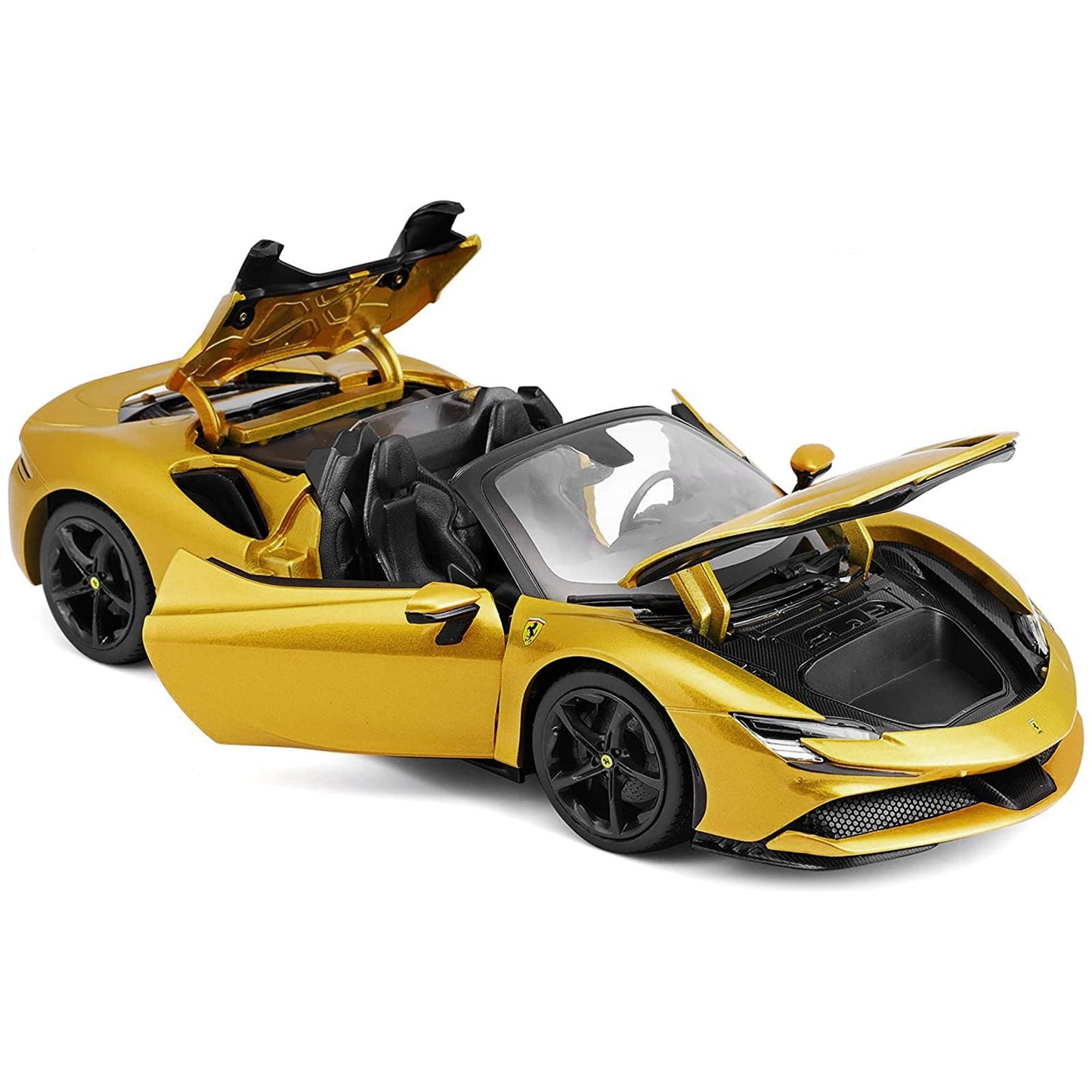 Ferrari SF90 Spider Gold Metallic "Race + Play" Series 1/18 Diecast Model Car by Bburago