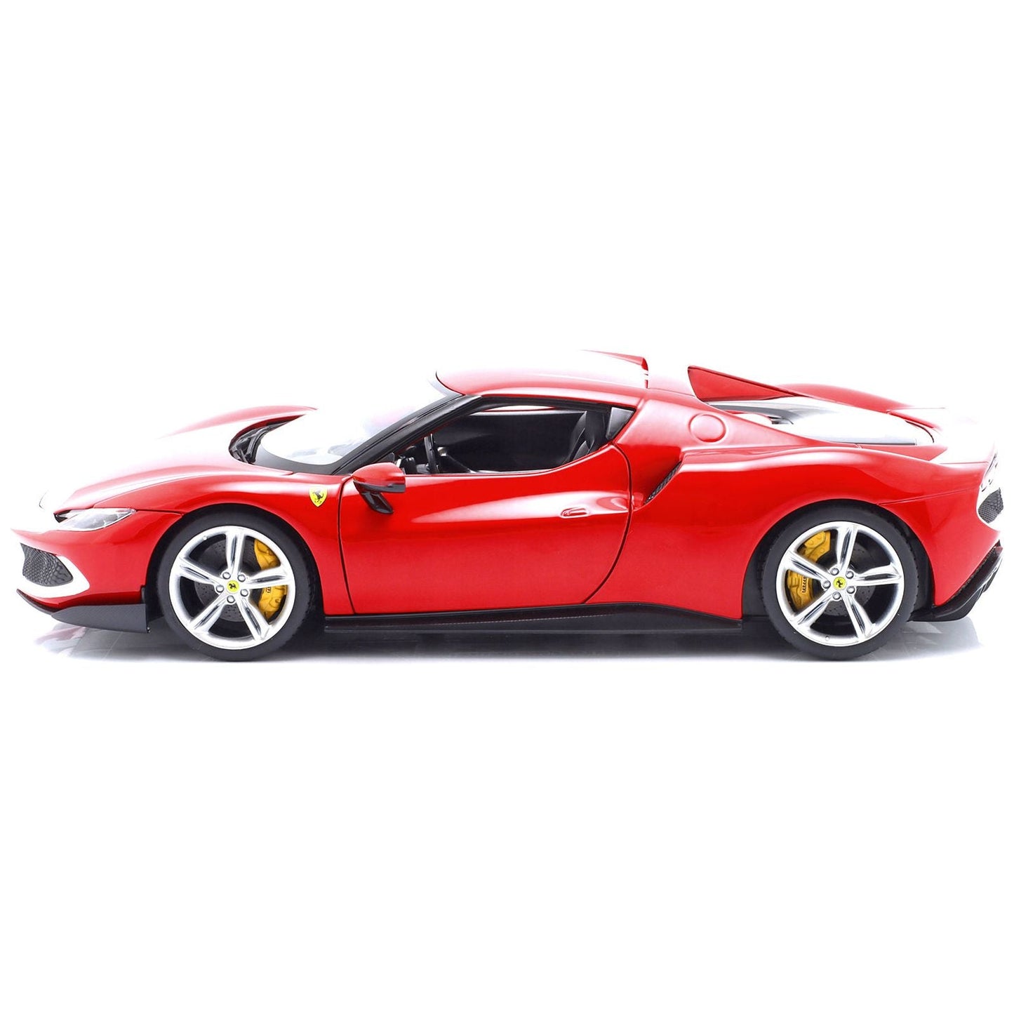 Ferrari 296 GTB Assetto Fiorano Red with White Stripes "Race + Play" Series 1/18 Diecast Model Car by Bburago