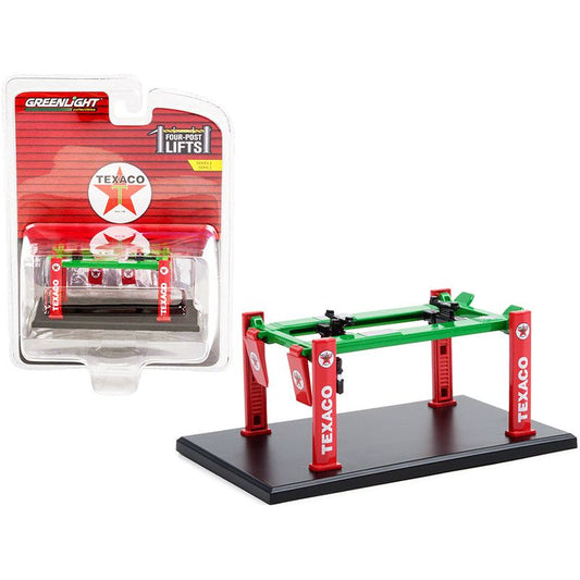 Adjustable Four-Post Lift "Texaco" Red and Green "Four-Post Lifts" Series 2 1/64 Diecast Model by Greenlight