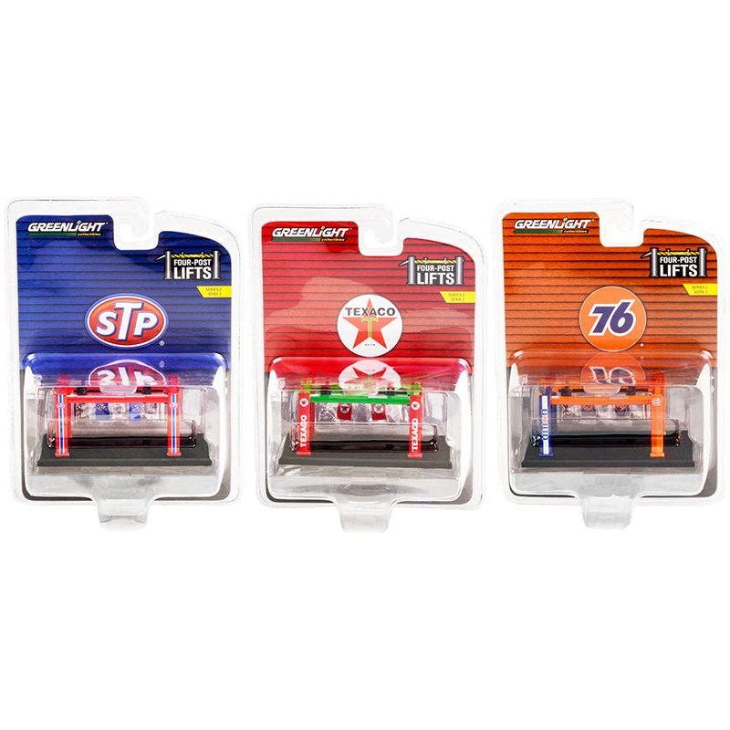 "Four-Post Lifts" Set of 3 pieces Series 2 1/64 Diecast Models by Greenlight