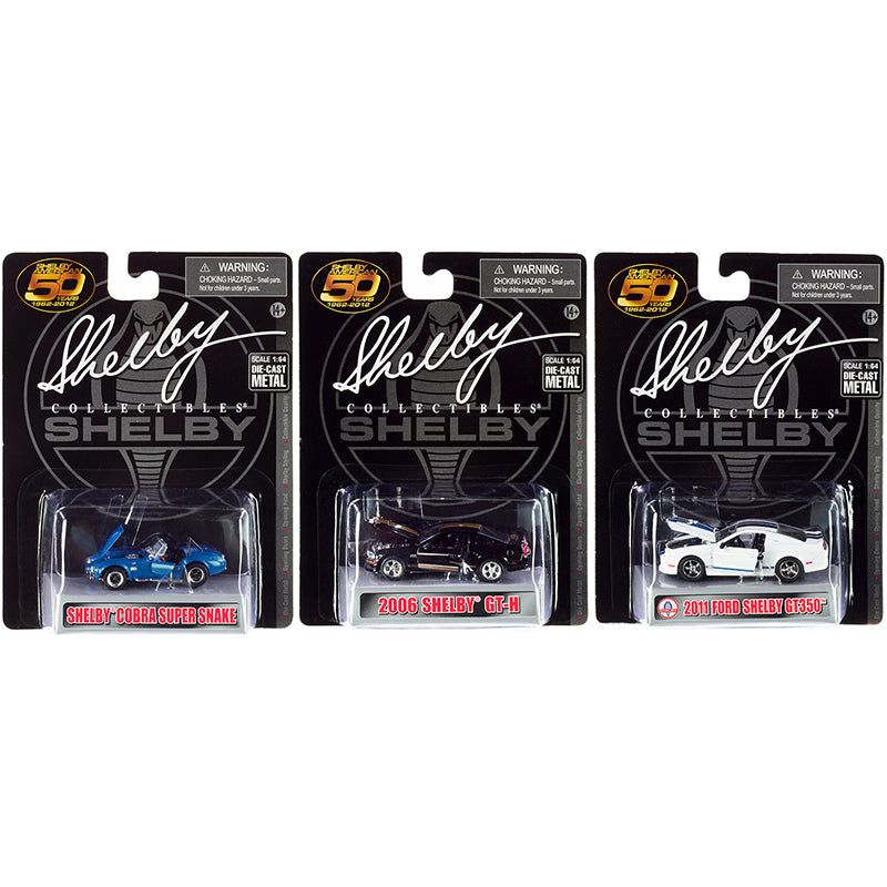 "Carroll Shelby 50th Anniversary" 3 piece Set 2022 Release 1/64 Diecast Model Cars by Shelby Collectibles