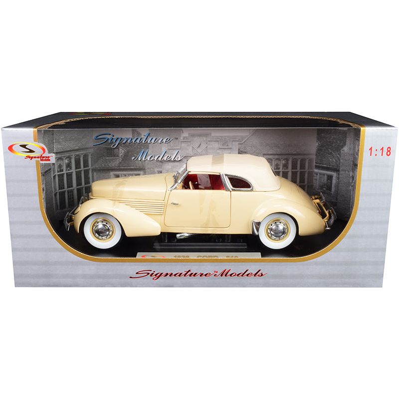 1936 Cord 810 Coupe Yellow with Cream Top and Red Interior 1/18 Diecast Model Car by Signature Models