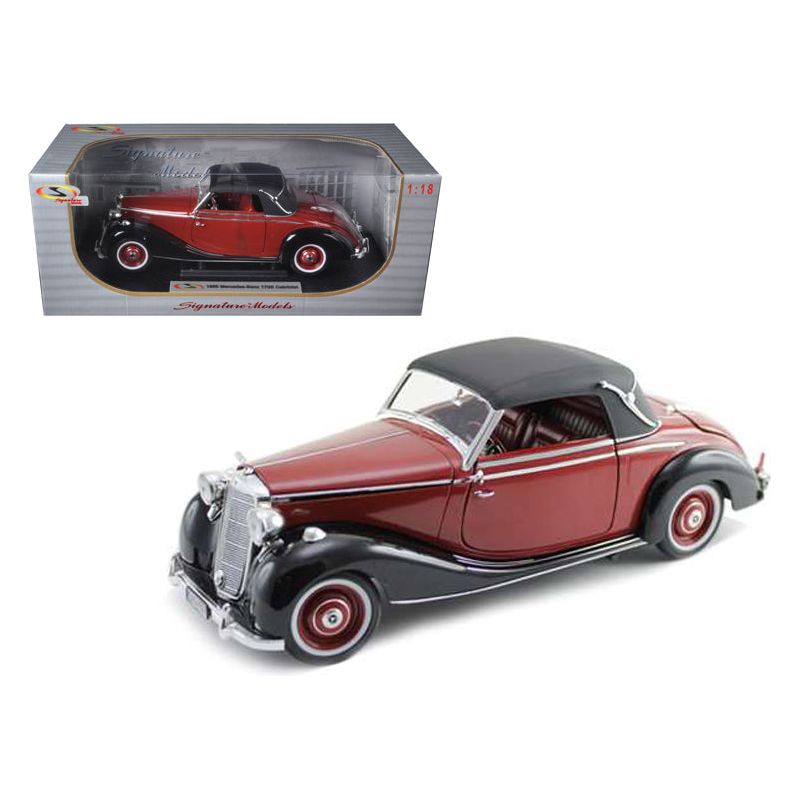 1950 Mercedes Benz 170S Cabriolet Burgundy and Black 1/18 Diecast Model Car by Signature Models