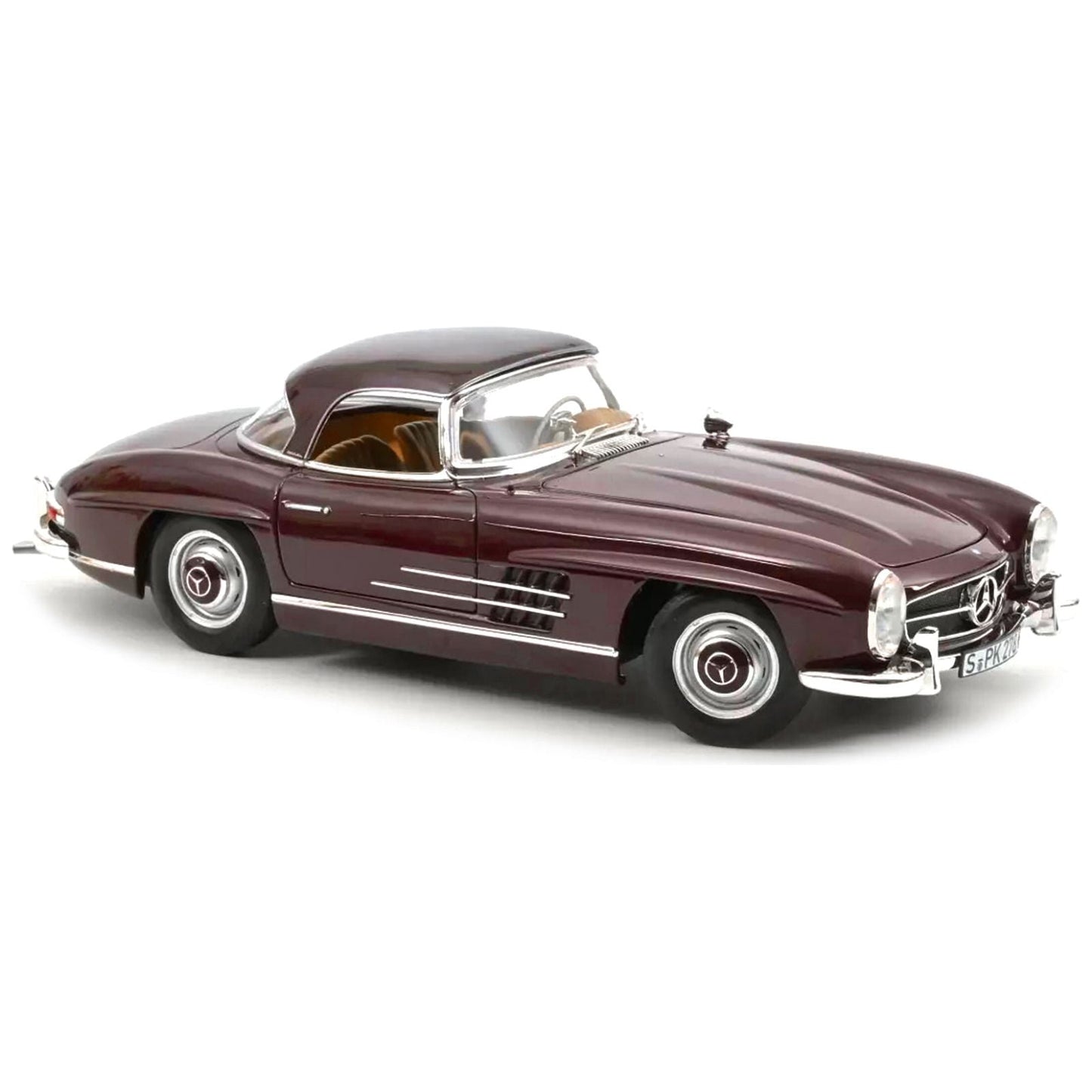 1957 Mercedes-Benz 300 SL Roadster Dark Red 1/18 Diecast Model Car by Norev