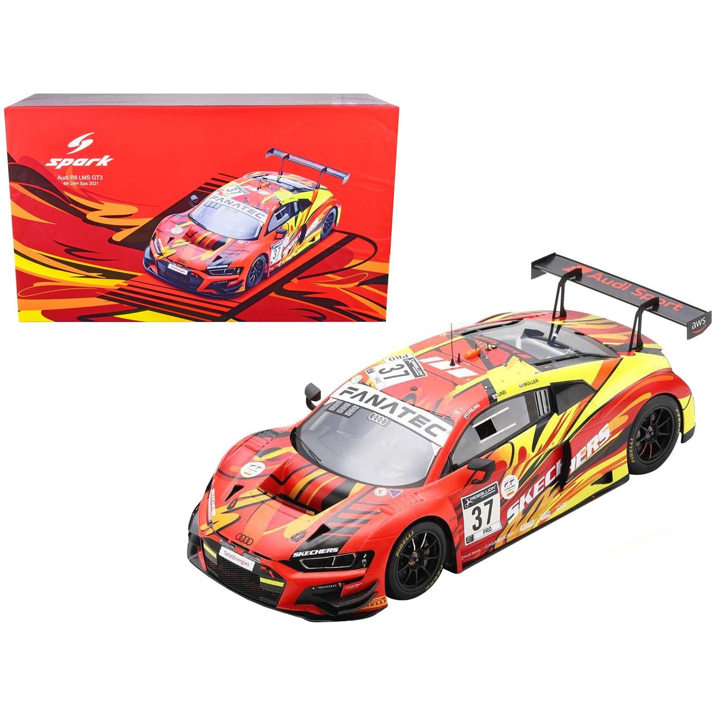 Audi R8 LMS GT3 #37 Robin Frijns - Dennis Lind - Nico Muller 24 Hours of Spa (2021) Limited Edition to 300 pieces Worldwide 1/18 Model Car by Spark