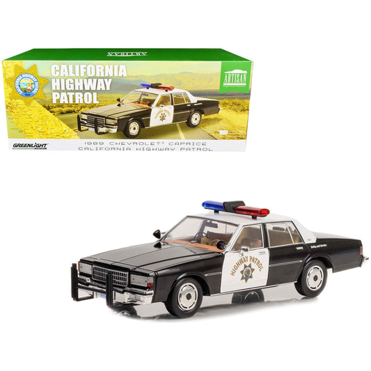 1989 Chevrolet Caprice Police Black and White "California Highway Patrol" "Artisan Collection" 1/18 Diecast Model Car by Greenlight