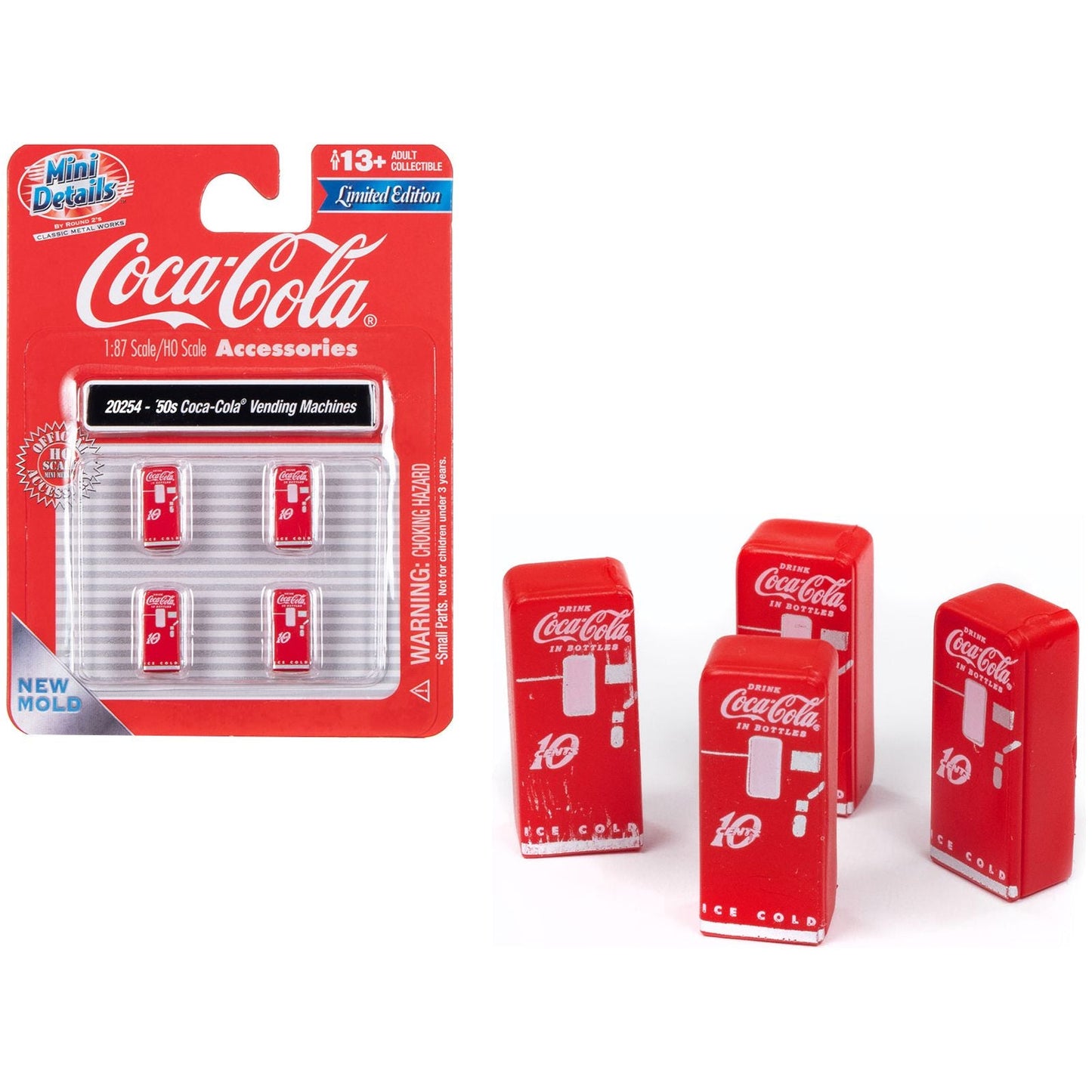 1950's "Coca-Cola" Vending Machines Set of 4 pieces "Mini Metals" Series for 1/87 (HO) Scale Models by Classic Metal Works