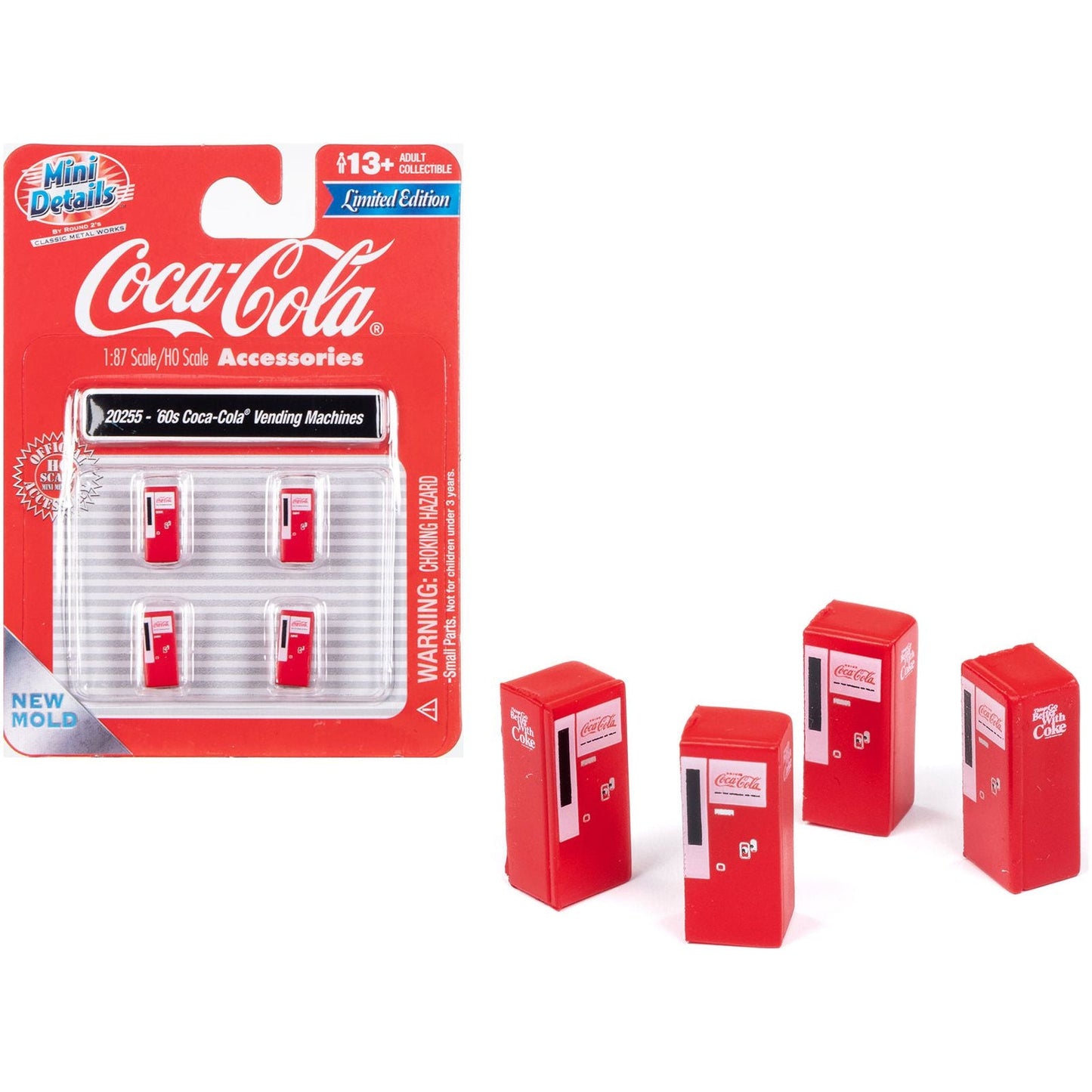 1960's "Coca-Cola" Vending Machines Set of 4 pieces "Mini Metals" Series for 1/87 (HO) Scale Models by Classic Metal Works