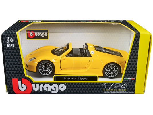 Porsche 918 Spyder Yellow 1/24 Diecast Model Car by Bburago