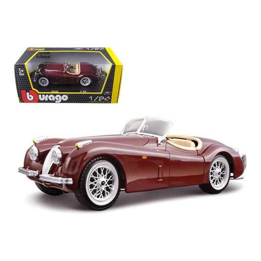 1951 Jaguar XK 120 Roadster Burgundy 1/24 Diecast Model Car by Bburago