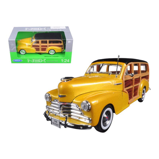 1948 Chevrolet Woody Wagon Fleetmaster Gold 1/24 Diecast Model Car by Welly