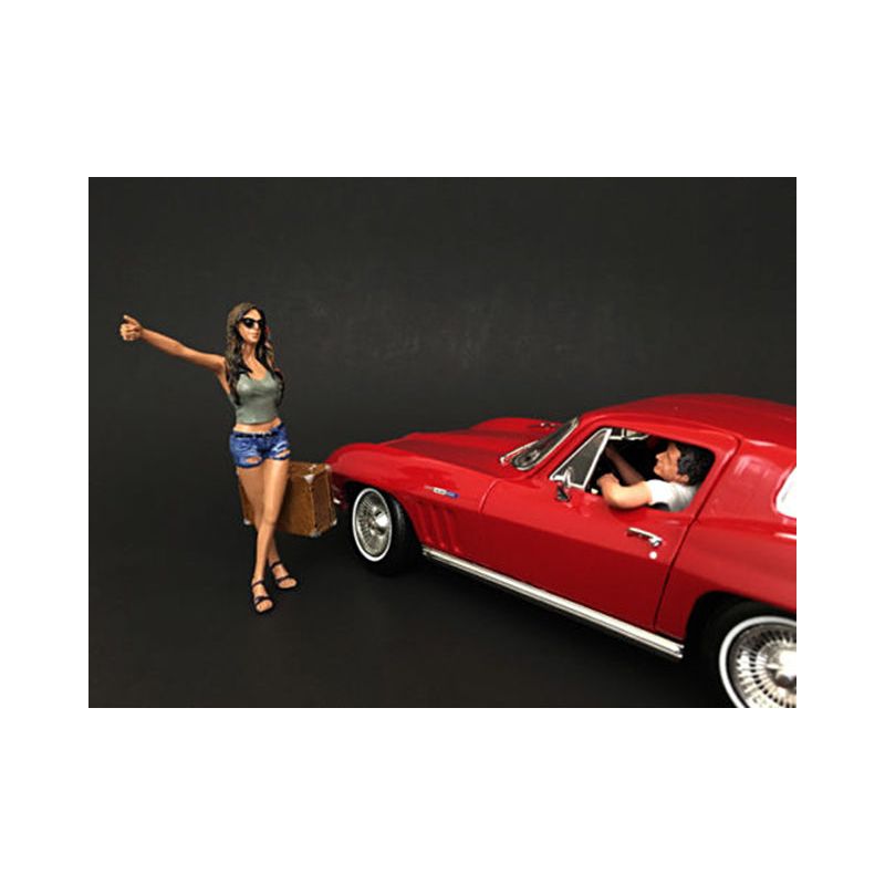 Hitchhiker 2 piece Figurine Set (Green Shirt) for 1/18 Scale Model Cars by American Diorama