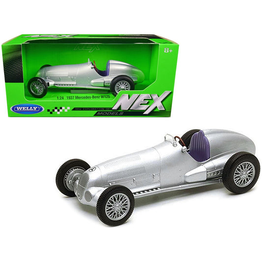 1937 Mercedes-Benz W125 Silver Metallic "NEX Models" Series 1/24 Diecast Model Car by Welly