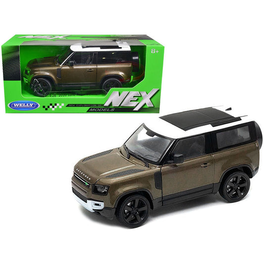 2020 Land Rover Defender Brown Metallic with White Top "NEX Models" 1/26 Diecast Model Car by Welly