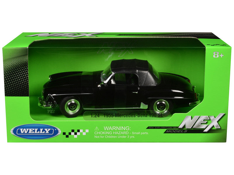 1955 Mercedes-Benz 190 SL (Closed Roof) Black "NEX Models" Series 1/24 Diecast Model Car by Welly