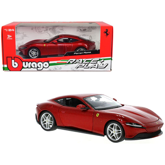 Ferrari Roma Red Metallic "Race + Play" Series 1/24 Diecast Model Car by Bburago