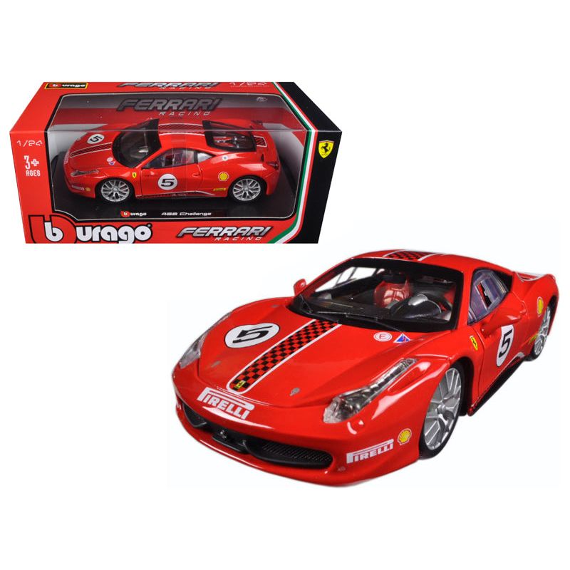 Ferrari 458 Challenge #5 Red 1/24 Diecast Model Car by Bburago