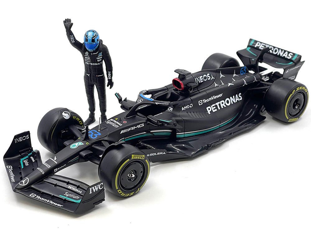 Mercedes-AMG W14 E Performance #63 George Russell "Petronas" Formula One F1 World Championship (2023) with Driver Figure 1/24 Diecast Model Car by Bburago