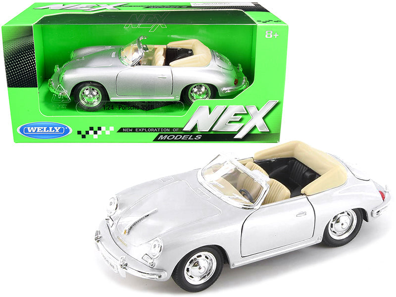 Porsche 356B Roadster Silver "NEX Models" 1/24 Diecast Model Car by Welly