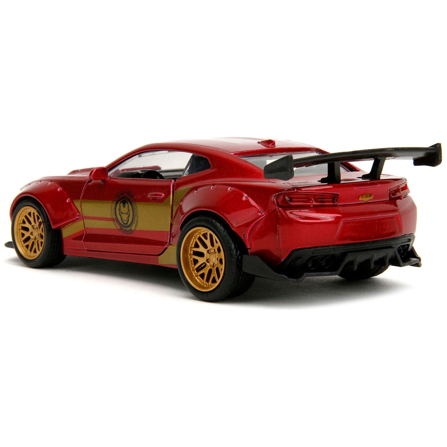 2016 Chevrolet Camaro Red Metallic and Gold and Iron Man Diecast Figure "The Avengers" "Hollywood Rides" Series 1/32 Diecast Model Car by Jada