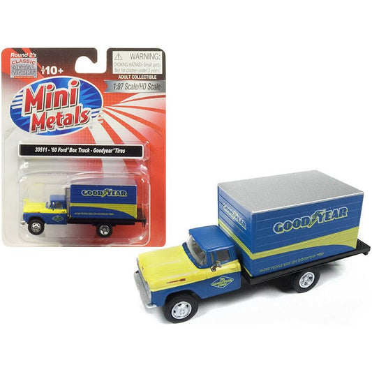 1960 Ford Box Truck "Goodyear" Blue 1/87 (HO) Scale Model by Classic Metal Works