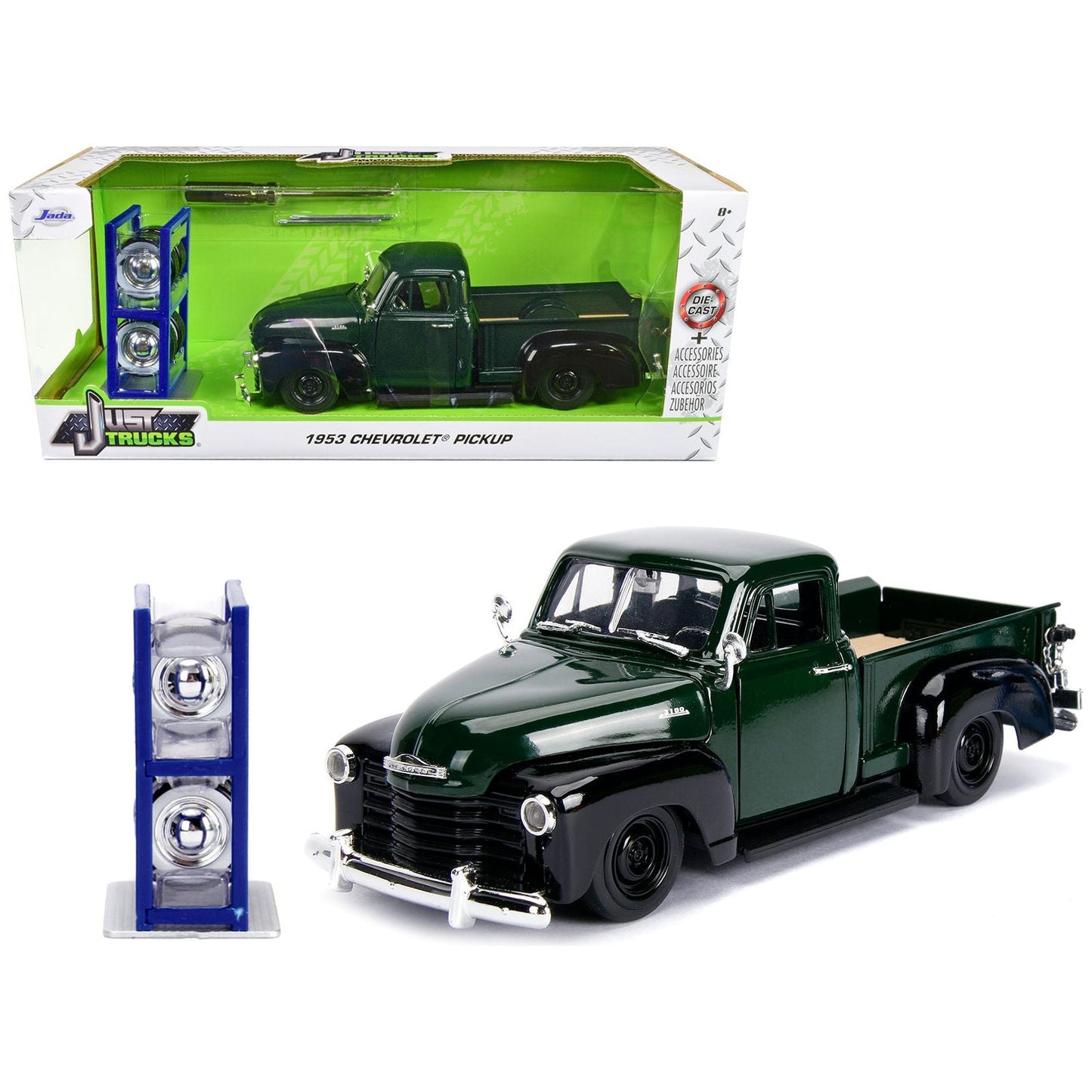 1953 Chevrolet 3100 Pickup Truck Green with Extra Wheels "Just Trucks" Series 1/24 Diecast Model Car by Jada