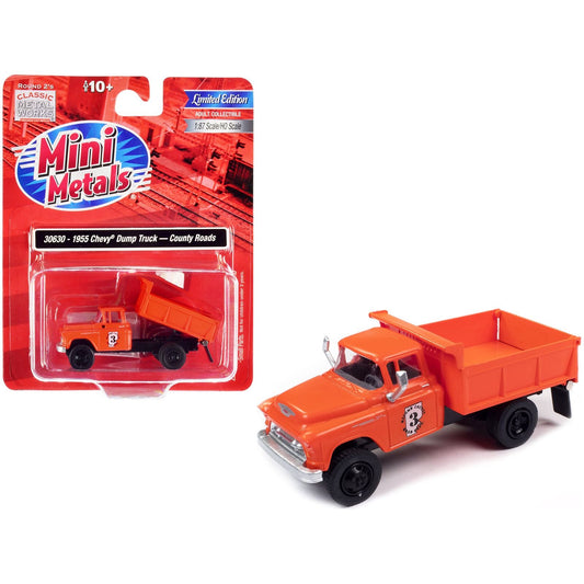 1955 Chevrolet Dump Truck Orange "Macomb County Road Department" 1/87 (HO) Scale Model by Classic Metal Works