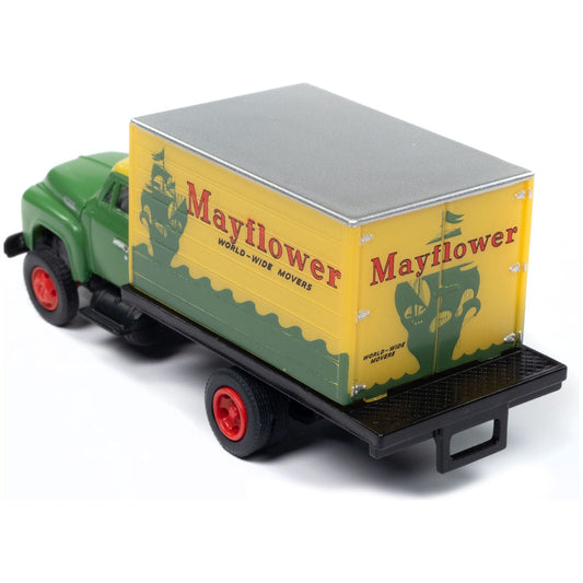 1954 Ford Box Truck Green and Yellow "Mayflower World-Wide Movers" "Mini Metals" Series 1/87 (HO) Scale Model Car by Classic Metal Works