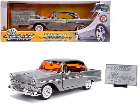 1956 Chevrolet Bel Air Raw Metal with Black Top "Showroom Floor" "Jada 20th Anniversary" 1/24 Diecast Model Car by Jada