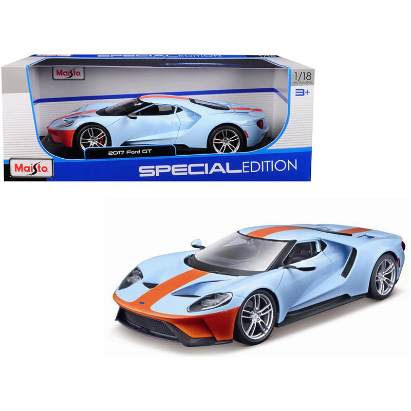 2017 Ford GT Blue with Orange Stripe "Special Edition" 1/18 Diecast Model Car by Maisto