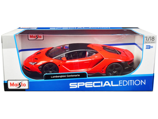 Lamborghini Centenario Orange with Matt Black Top "Special Edition" 1/18 Diecast Model Car by Maisto