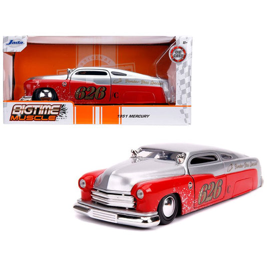 1951 Mercury Silver and Red #626 "Holley" "Bomber Bros Special" "Bigtime Muscle" 1/24 Diecast Model Car by Jada