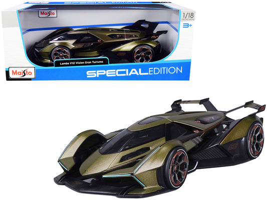 Lamborghini V12 Vision Gran Turismo Matt Green Metallic 1/18 Diecast Model Car by Maisto