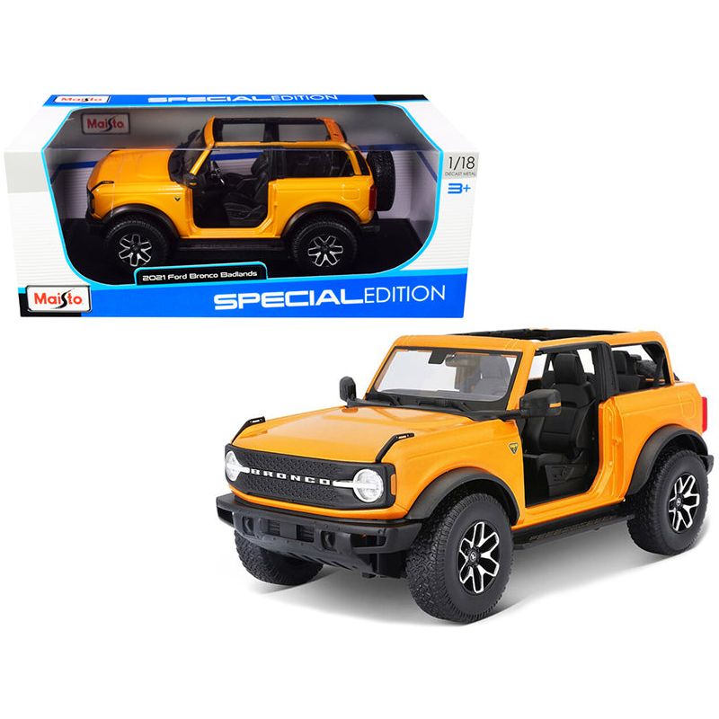 2021 Ford Bronco Badlands Orange Metallic "Special Edition" 1/18 Diecast Model Car by Maisto