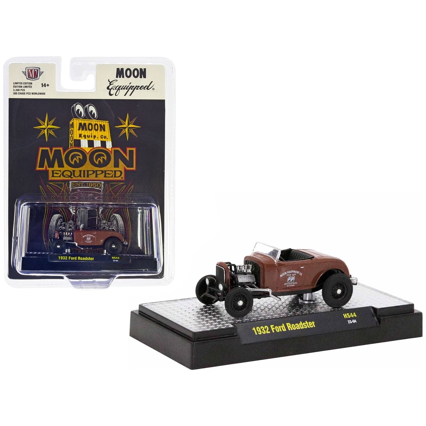 1932 Ford Roadster Brown Primer "Mooneyes - Moon Equipped" Limited Edition to 3300 pieces Worldwide 1/64 Diecast Model Car by M2 Machines