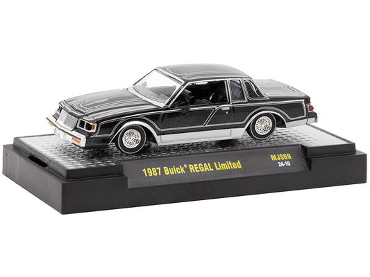 1987 Buick Regal Limited Lowrider Black with Silver Graphics "Lowriders" Limited Edition to 5500 pieces Worldwide 1/64 Diecast Model Car by M2 Machines