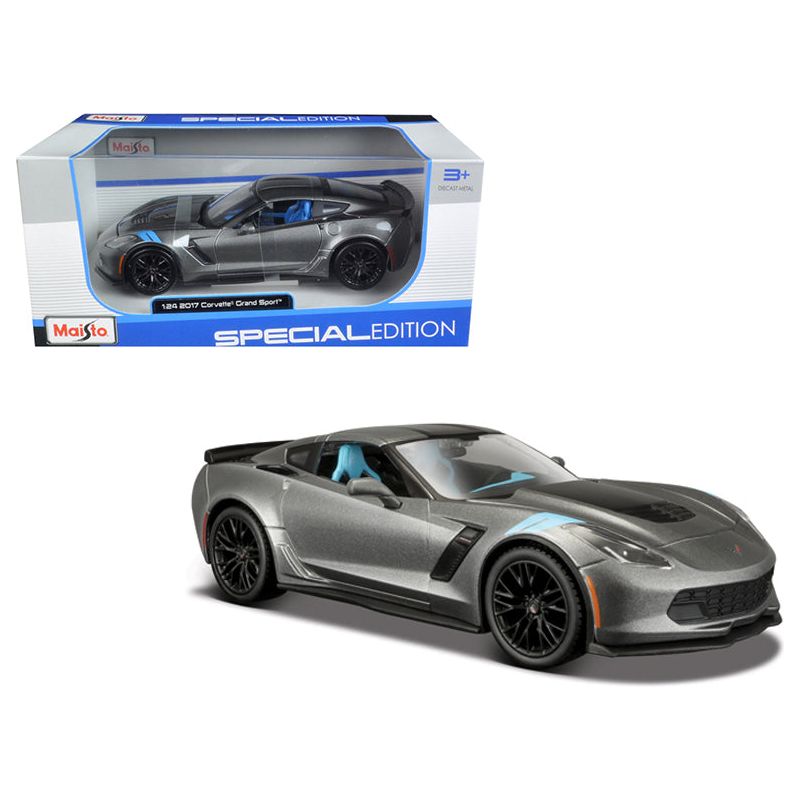 2017 Chevrolet Corvette Grand Sport Gray Metallic 1/24 Diecast Model Car by Maisto