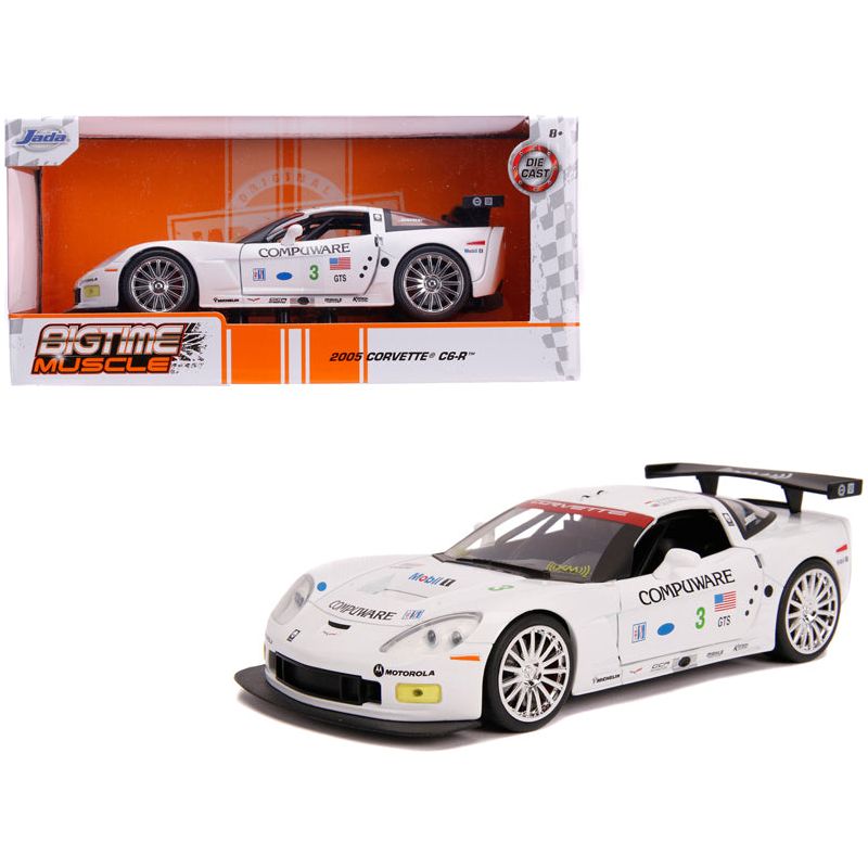 2005 Chevrolet Corvette C6-R #3 Olivier Beretta - Oliver Gavin "Compuware" White "Bigtime Muscle" 1/24 Diecast Model Car by Jada